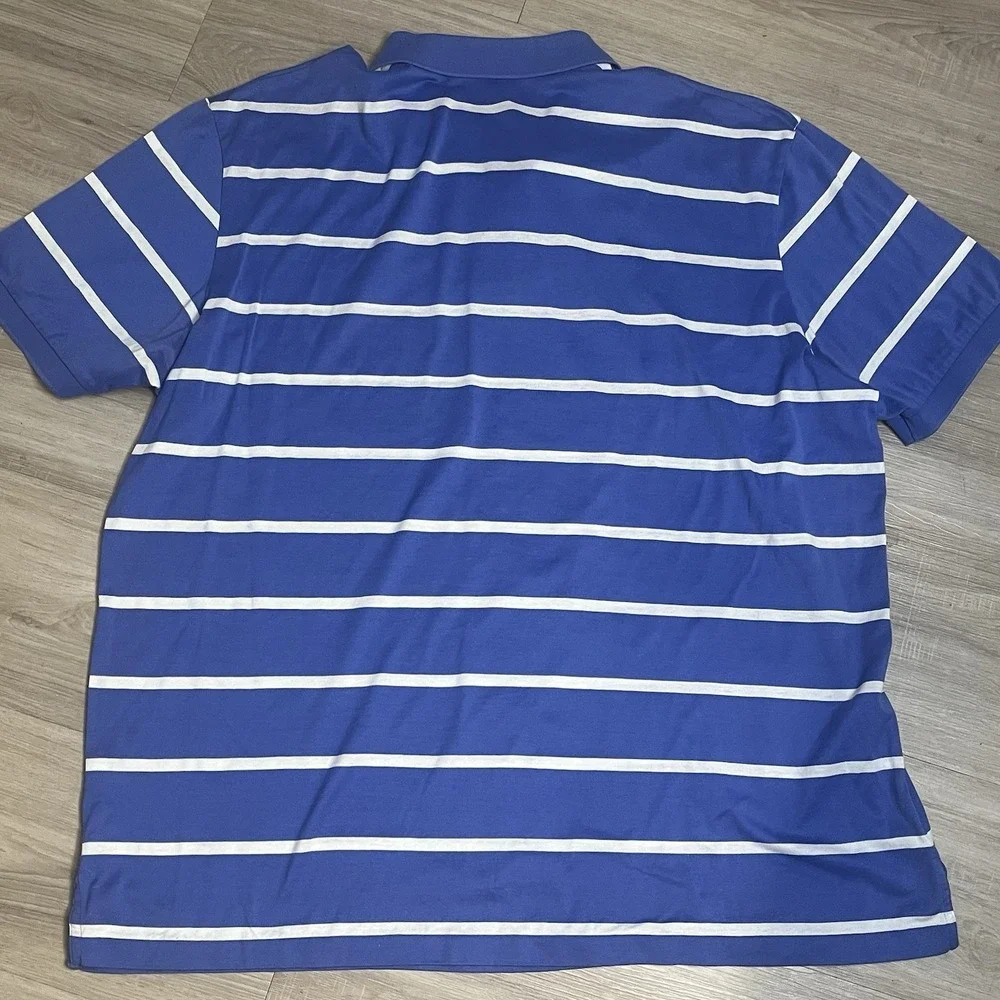 Polo Ralph Lauren Men's XXL Short Sleeve Polo‎ Purple/White Striped Shirt Pima